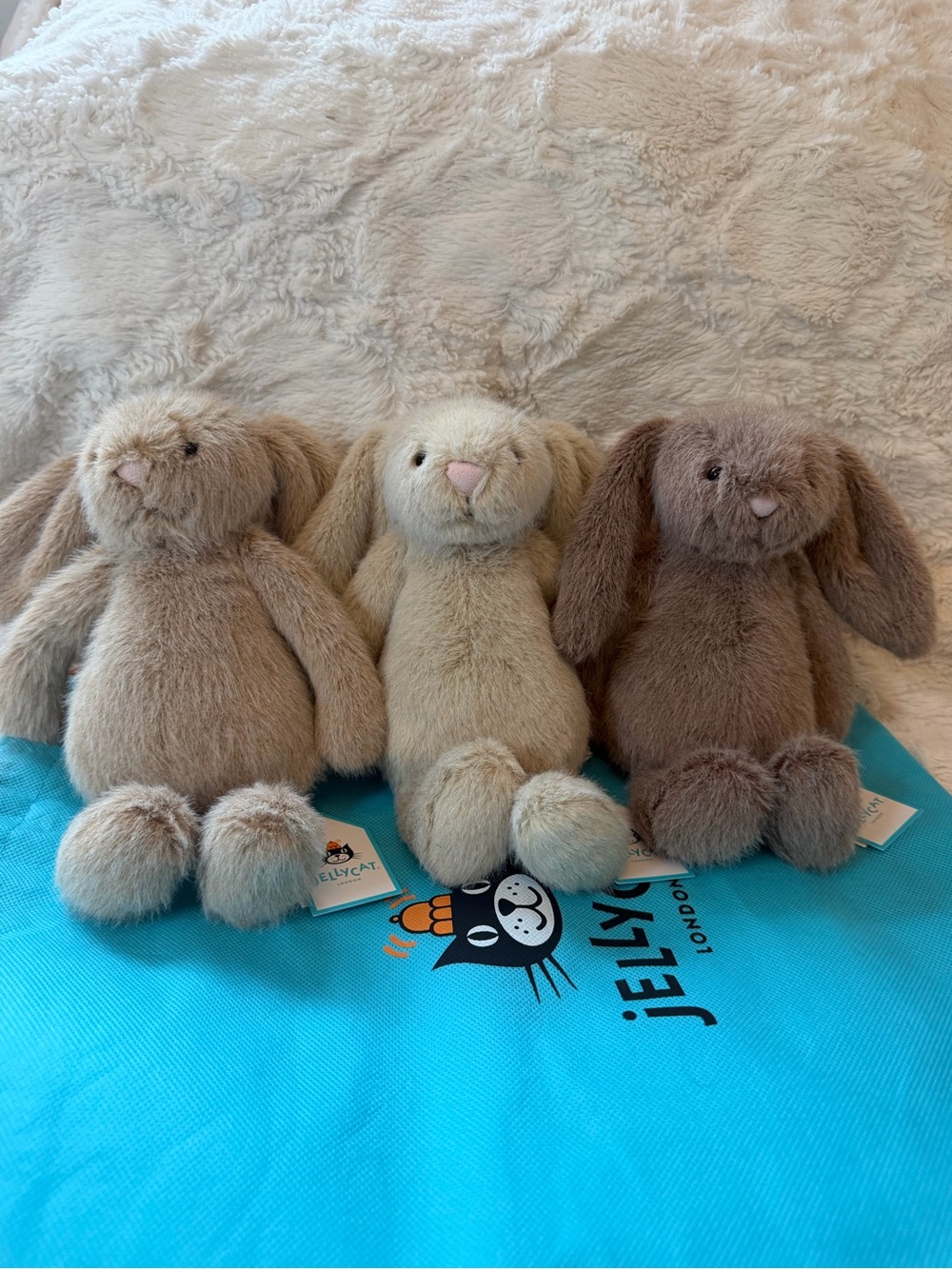 Jellycat Neutral Trio Bashful Bunny Plush Set - Beige, Cream, Brown